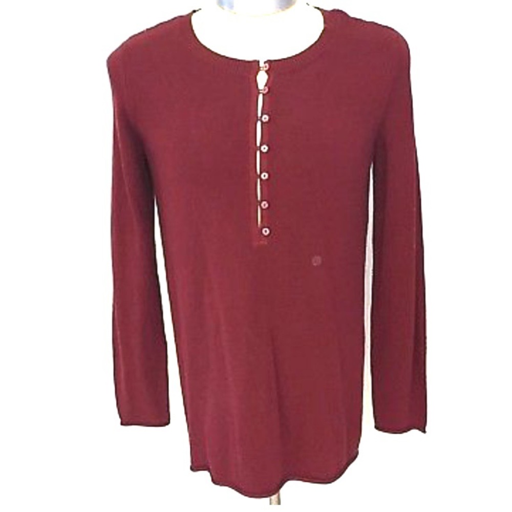 NEW Eddie Bauer Burgundy Soft Cotton Henley Shirt